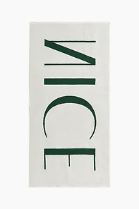Cotton Beach Towel with Text Motif
