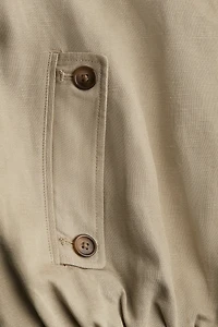 Linen-Blend Bomber Jacket