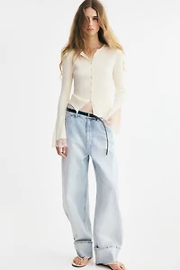 Gilet en tricot côtelé avec dentelle