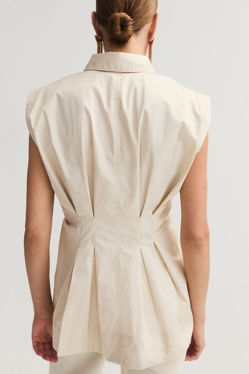 Tapered-Waist Poplin Shirt