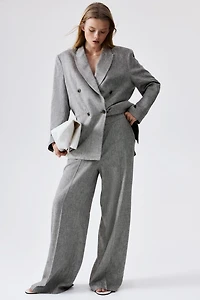 Wide-Leg Linen-Blend Pants