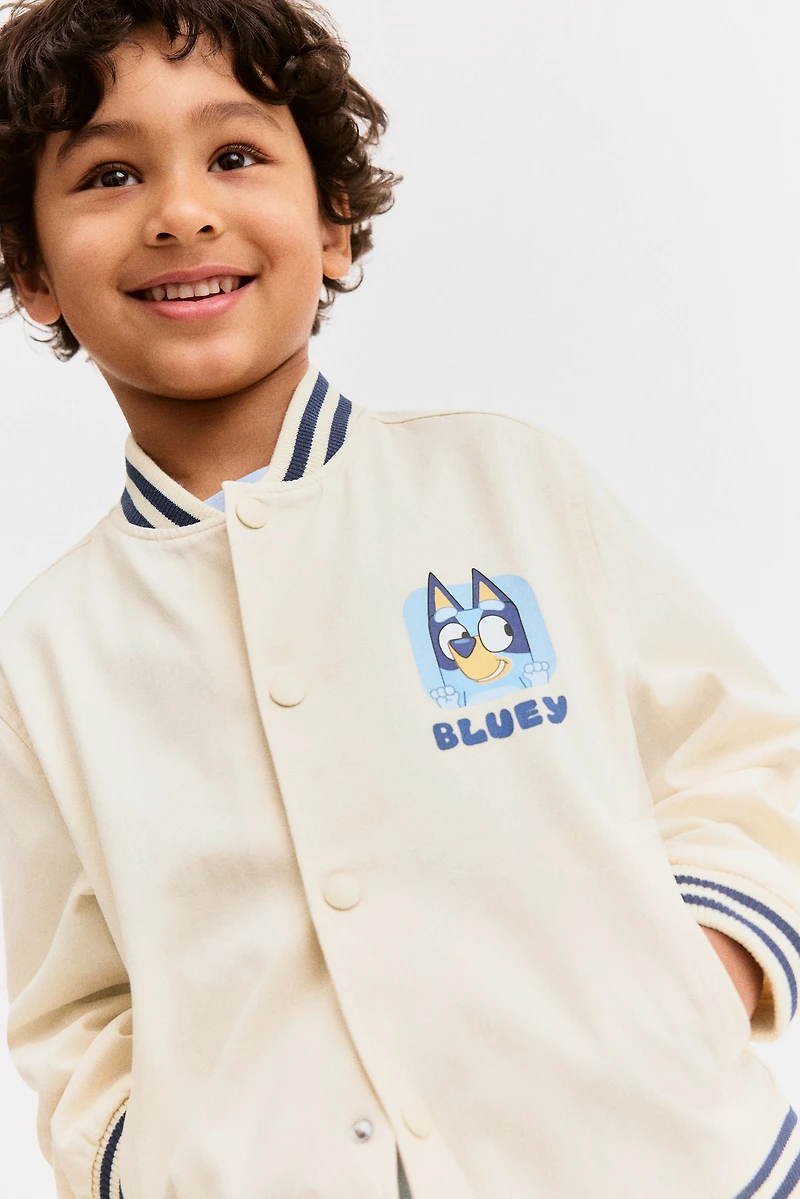 Twill Baseball Jacket with Printed Motif