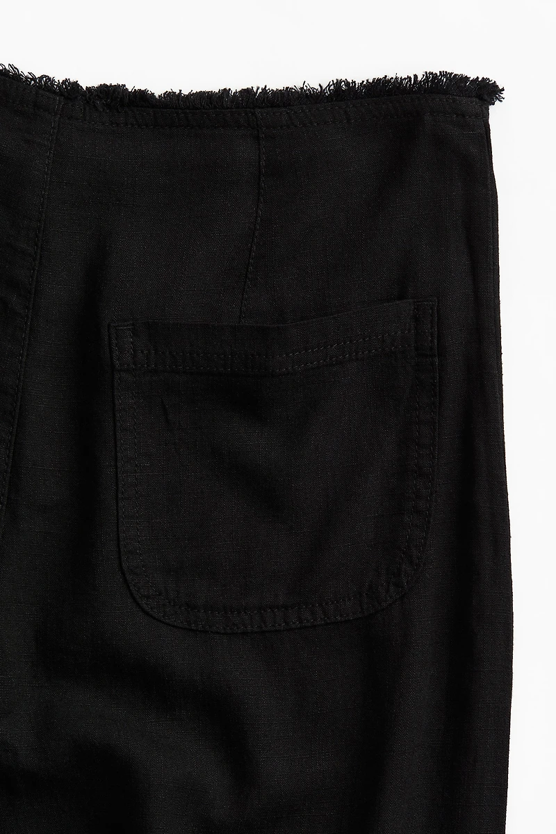 Frayed-edge Linen-blend Pants