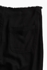 Frayed-edge Linen-blend Pants
