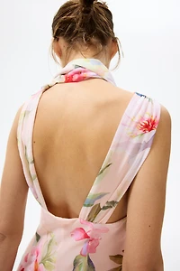 Scarf-Detail Chiffon Dress