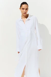 MAMA Linen-Blend Shirt Dress