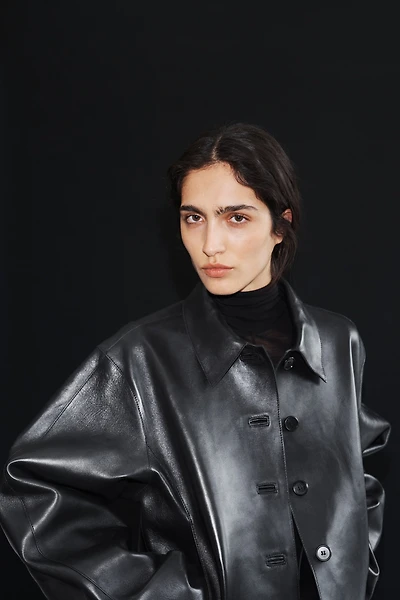 Leather Jacket with Collar
