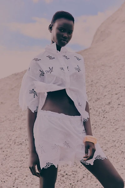 Shirt with Eyelet Embroidery