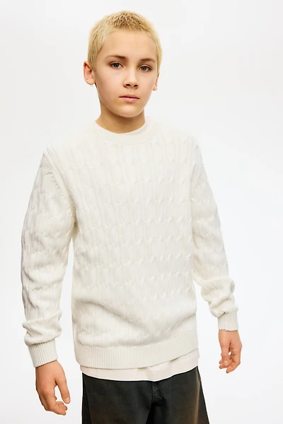 Chandail en tricot torsadé de coton