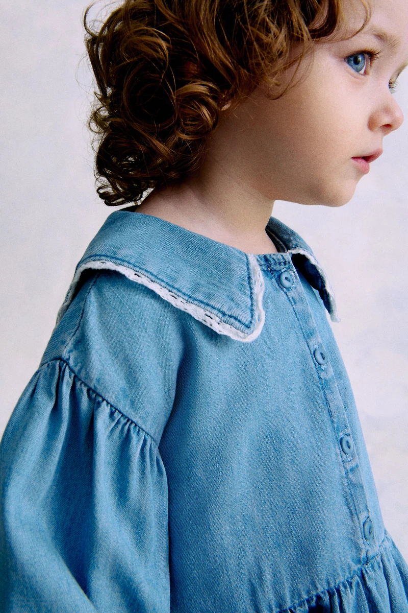 Denim Dress with Sailor Collar