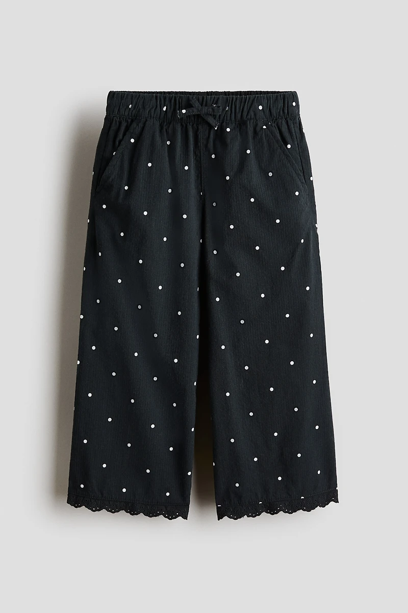 Pantalon en crépon de coton avec dentelle