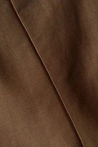 Linen-Blend Barrel-Leg Pants