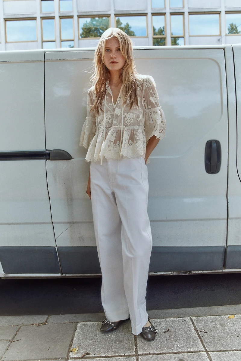 Jean large taille haute