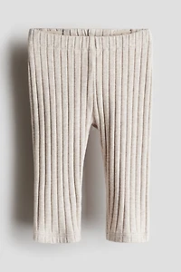 Wide-Ribbed Cotton Leggings