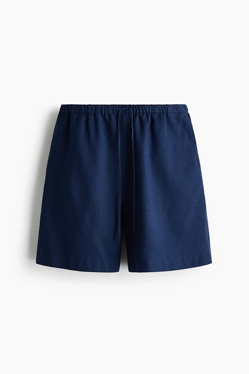 Linen-Blend Drawstring Shorts