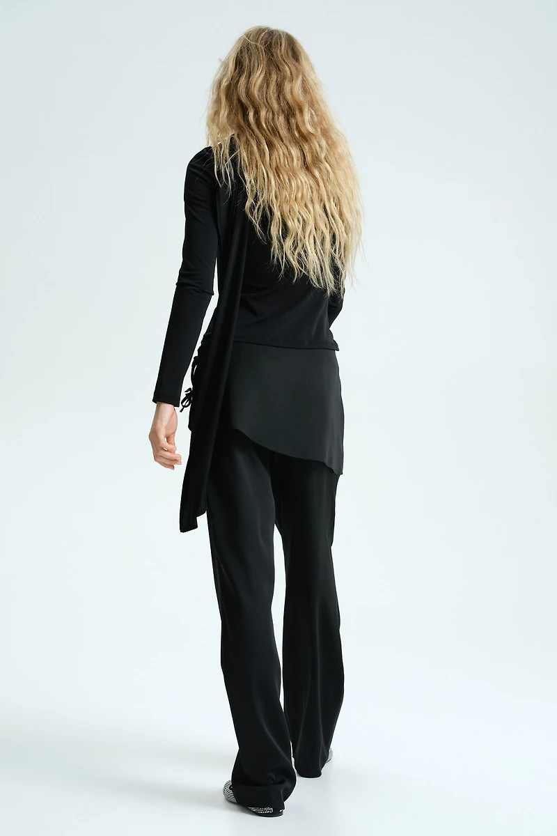 Satin Pants with Layered Skirt