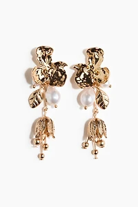 Flower-Shaped Pendant Earrings