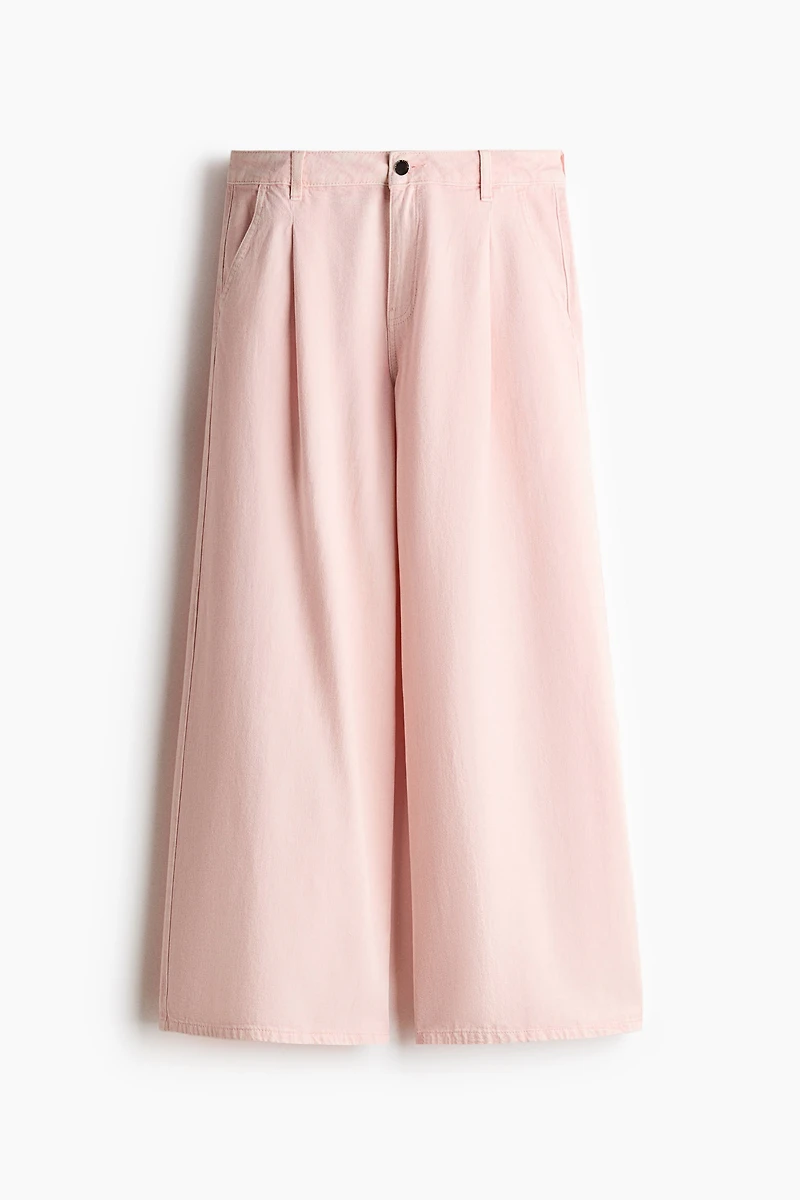 Wide-Leg Twill Pants