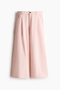Wide-Leg Twill Pants