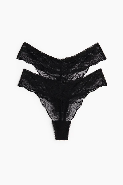 2-Pack Lace Thong Briefs