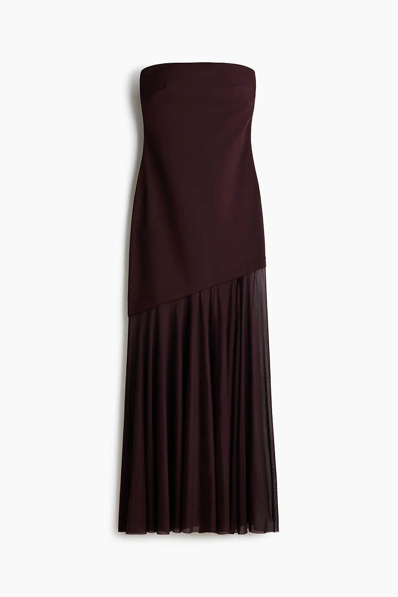 Dual-Fabric Bandeau Dress