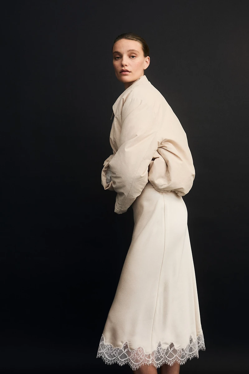 Lace-Trimmed Slip Skirt