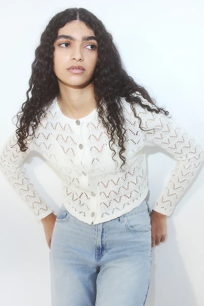 Pointelle-Knit Cardigan