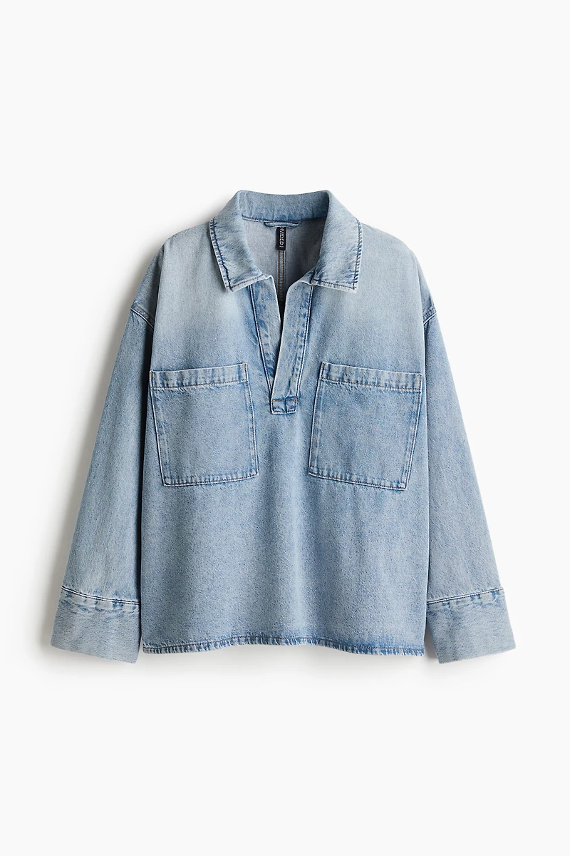 Oversized Pullover Denim Shirt