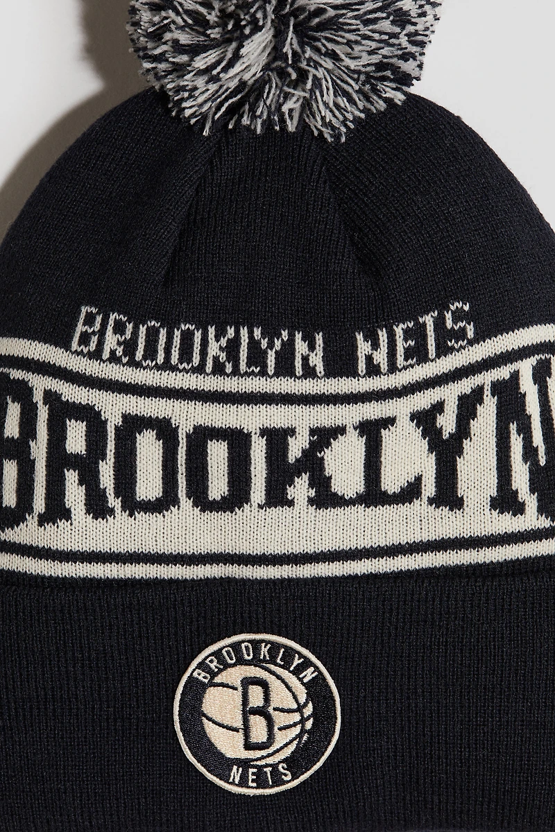 Jacquard-Knit Pompom Beanie