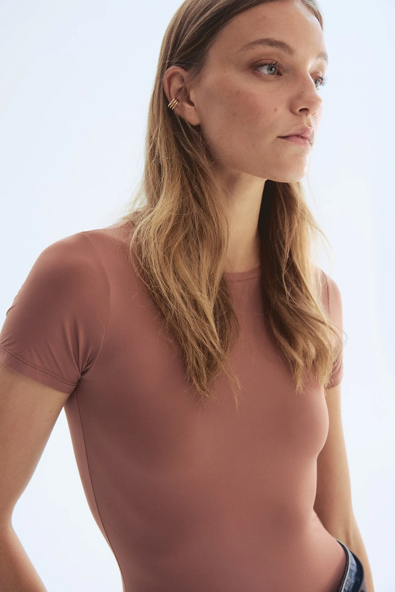 Short-Sleeved Microfiber Bodysuit