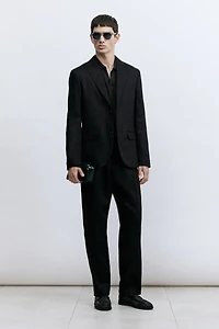 Regular-Fit Linen-Blend Suit Pants