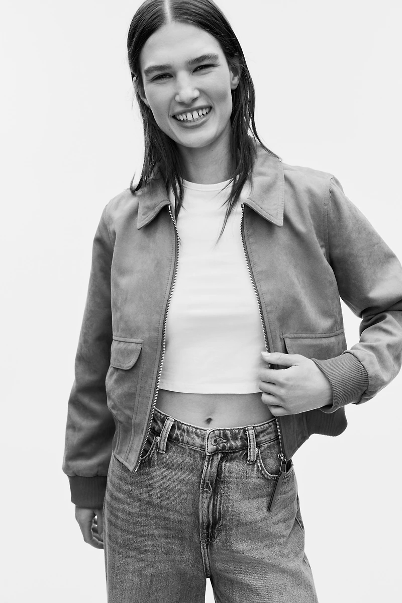 Bomber Jacket with Collar