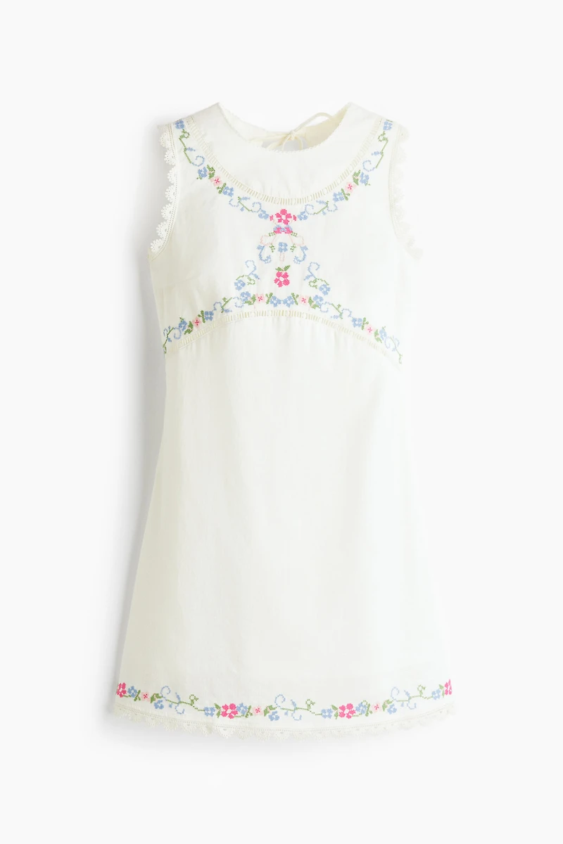 Embroidered Open-Back Dress