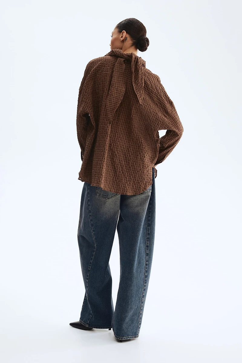 Seersucker shirt with scarf