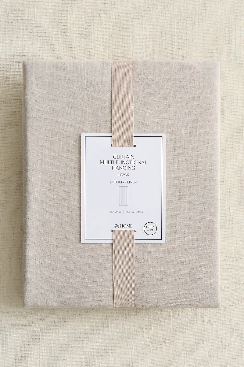 1-Pack Wide Linen-Blend Curtain Panel
