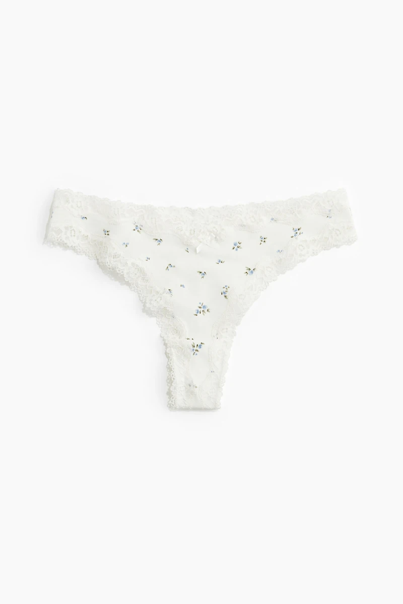 Lot de 5 culottes Brazilian en coton et dentelle