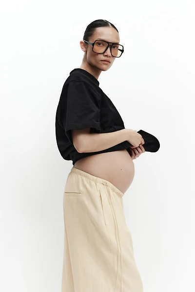 MAMA Linen-Blend Drawstring Pants