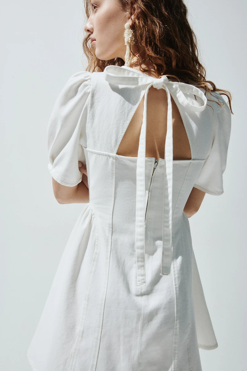 Flared-Skirt Denim Dress