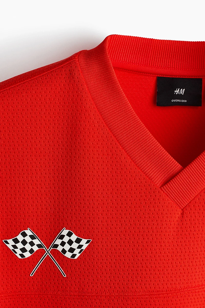 Oversized Printed Mesh T-Shirt