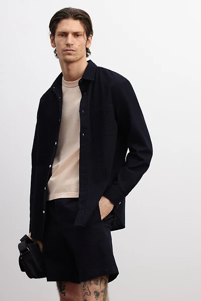 Loose-Fit Seersucker Shirt