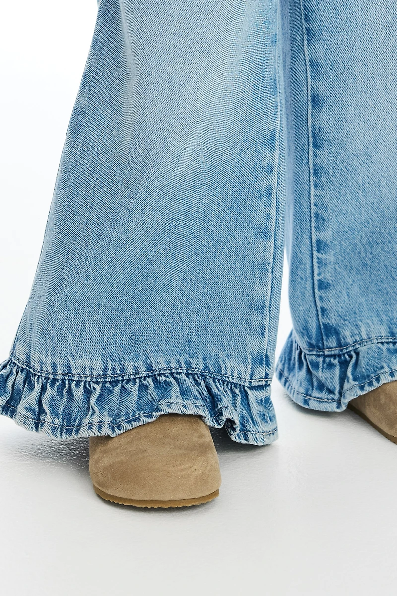 Ruffle-Trimmed Cotton Pants