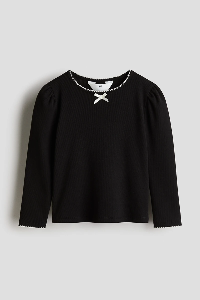 Haut en jersey à bords picots