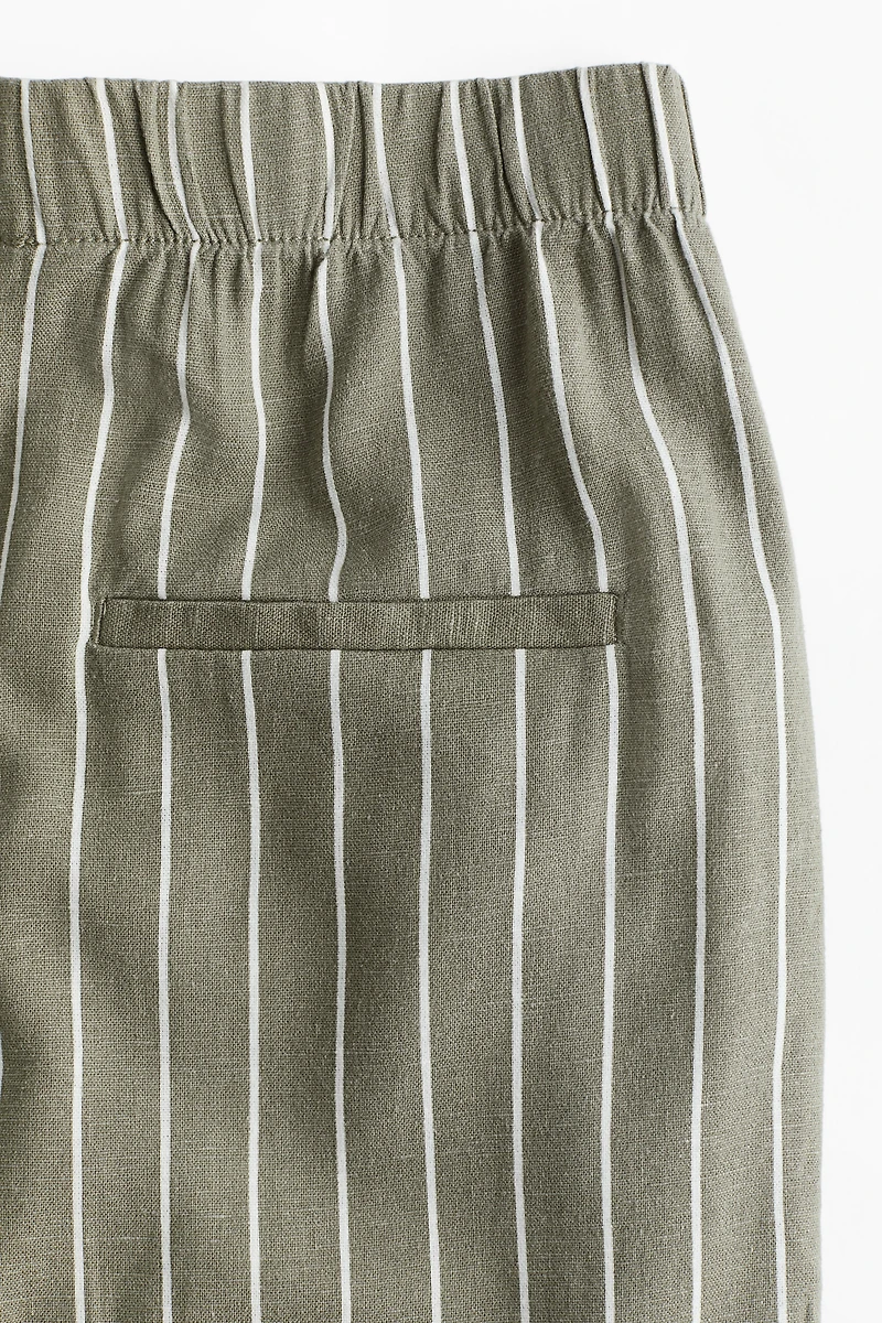 Wide-Leg Linen-Blend Pants