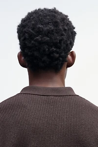 Regular-Fit Cable-Knit Polo Shirt