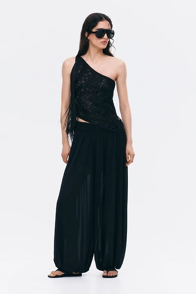 Embellished One-Shoulder Top