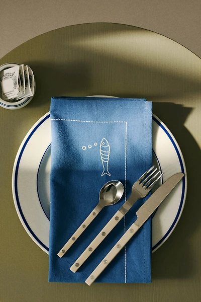 Embroidered-Motif Tea Towel