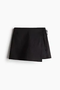 Jupe-short portefeuille en lin mélangé