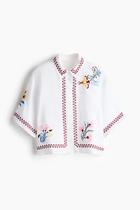 Embroidered Linen Beach Shirt