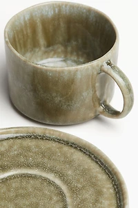 Reactive-Glaze Mug and Saucer
