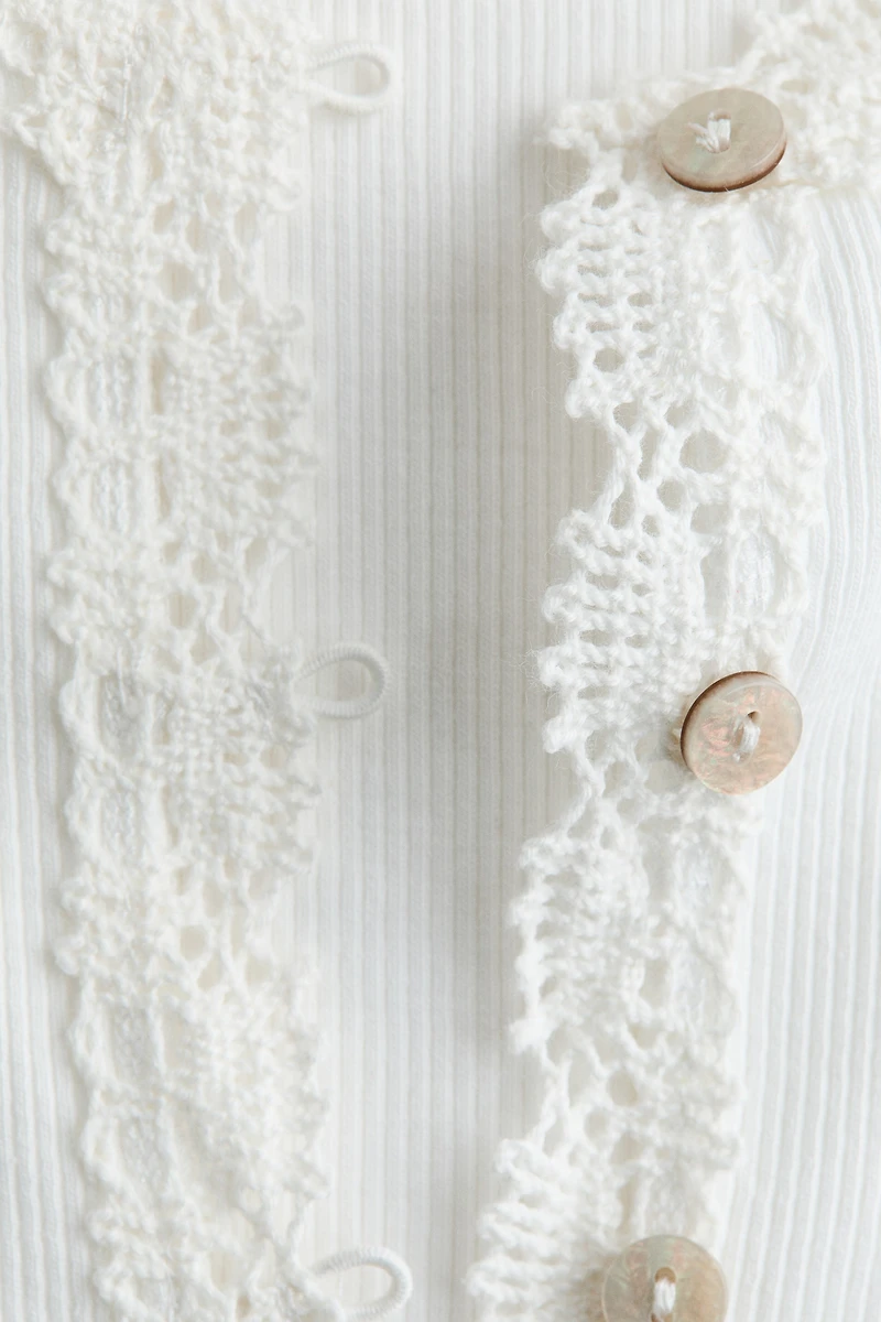 Lace-Trimmed Cotton Top